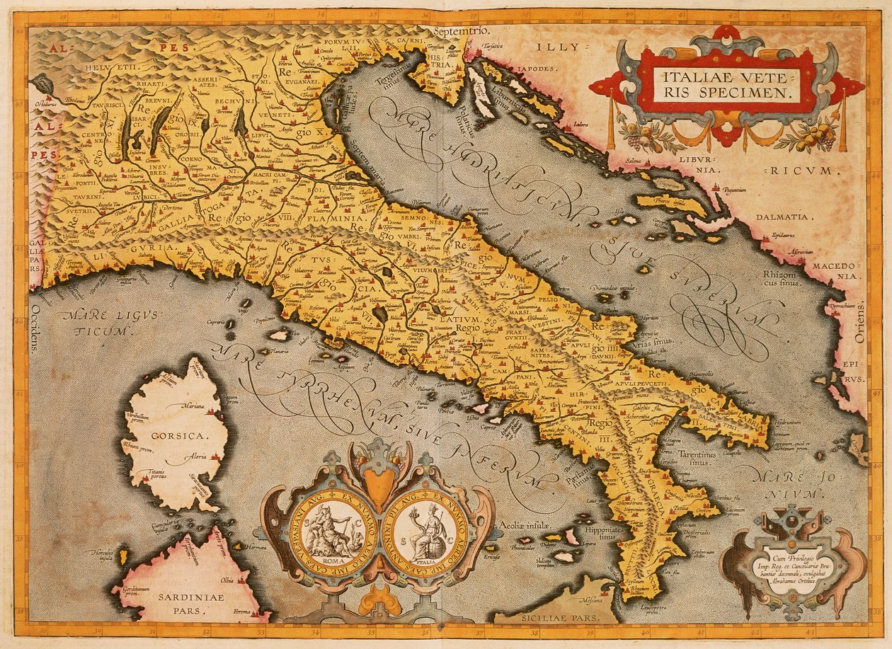 Italian kartta, kirjoittanut Abraham Ortelius tekijältä Abraham Ortelius