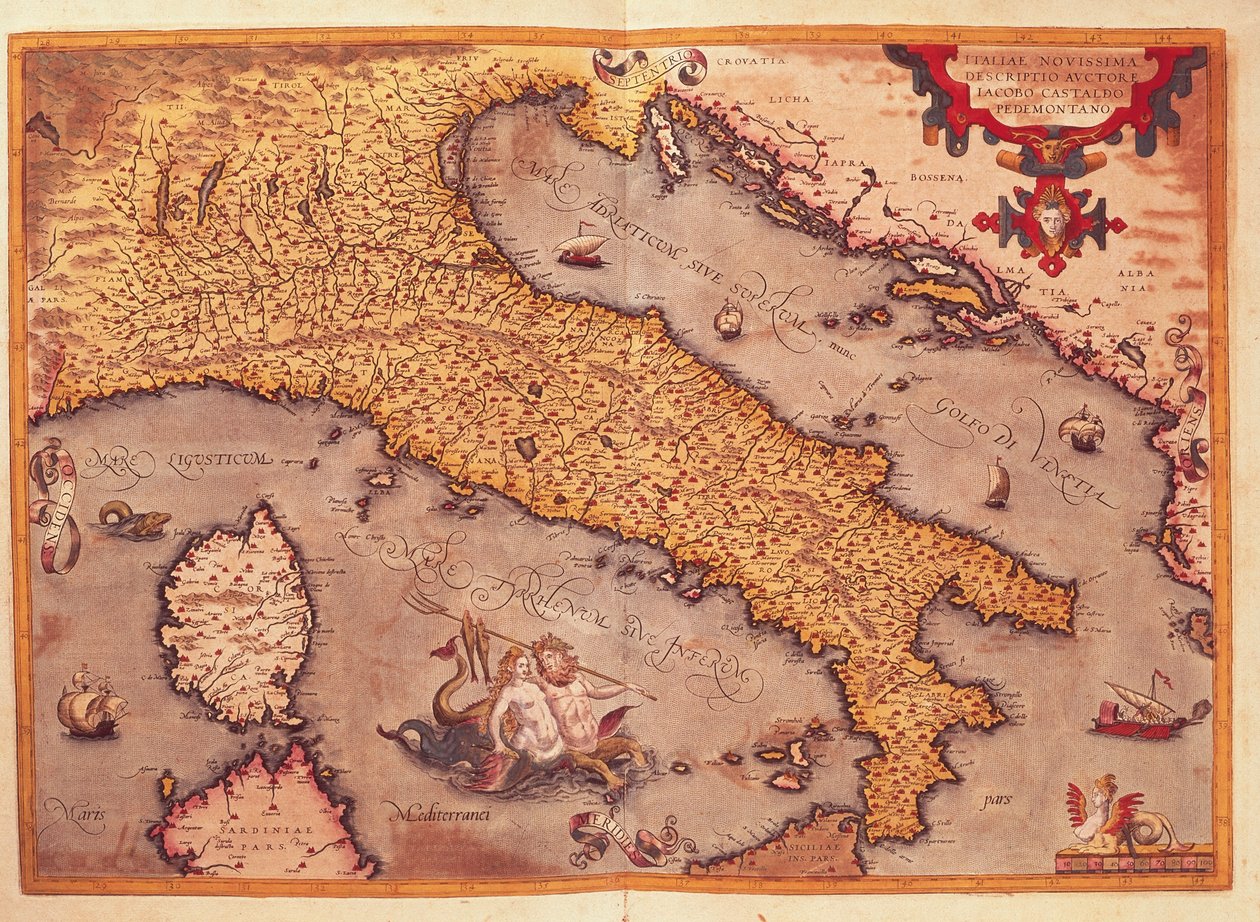 Italian kartta Theatrum Orbis Terrarumilta, kirjoittanut Abraham Ortelius tekijältä Abraham Ortelius