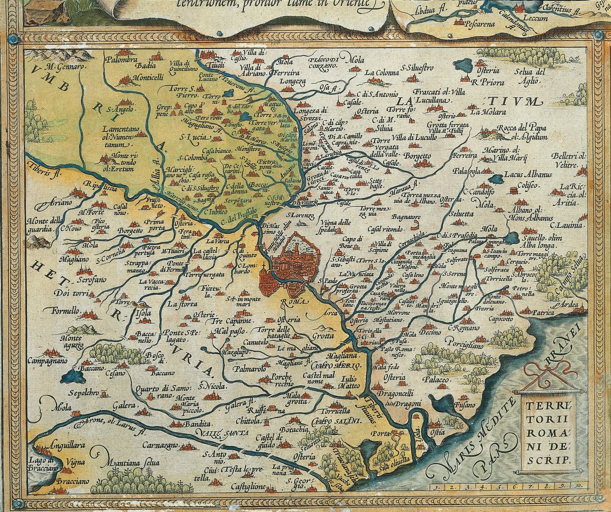 Lazion alueen kartta, Abraham Orteliuksen Theatrum Orbis Terrarumilta tekijältä Abraham Ortelius