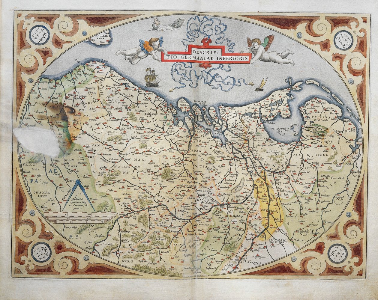 Alankomaiden kartta, Abraham Orteliuksen teoksesta Theatrum Orbis Terrarum. tekijältä Abraham Ortelius