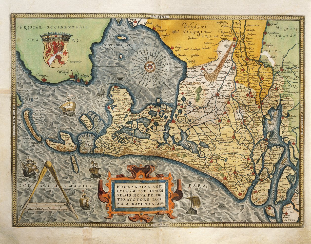 Alankomaiden kartta, Abraham Orteliuksen Theatrum Orbis Terrarumilta tekijältä Abraham Ortelius