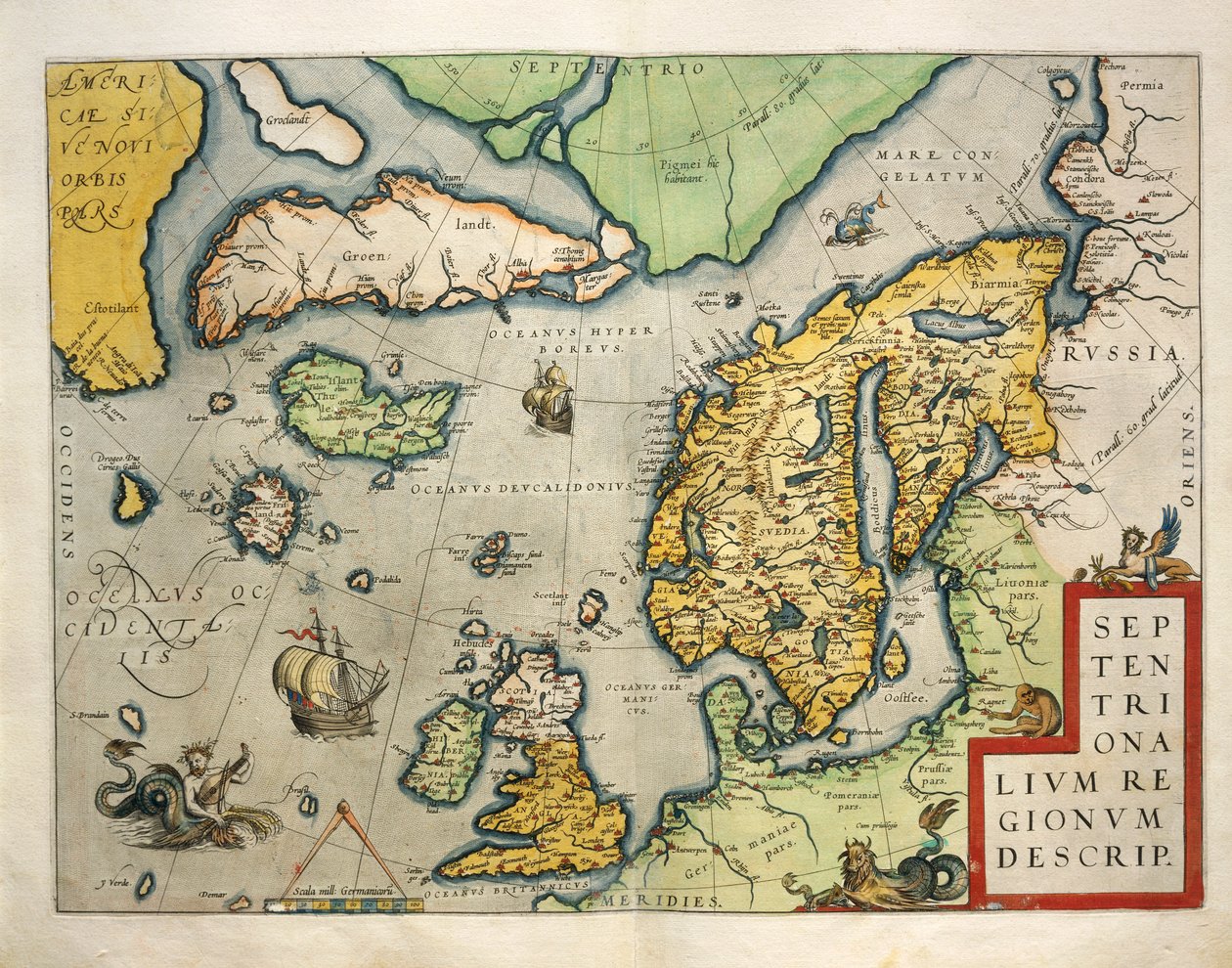 Pohjois-Euroopan kartta, Abraham Orteliuksen Theatrum Orbis Terrarumilta tekijältä Abraham Ortelius