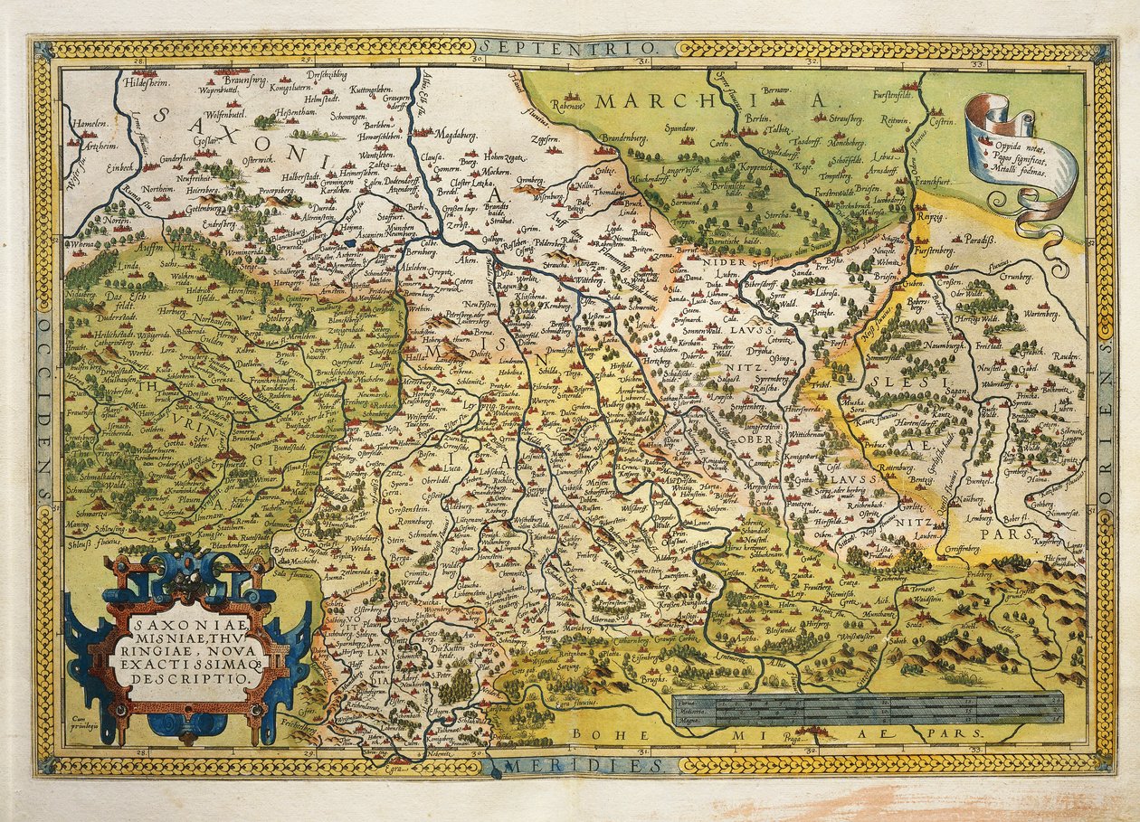 Saksin kartta, Abraham Orteliuksen Theatrum Orbis Terrarumilta tekijältä Abraham Ortelius