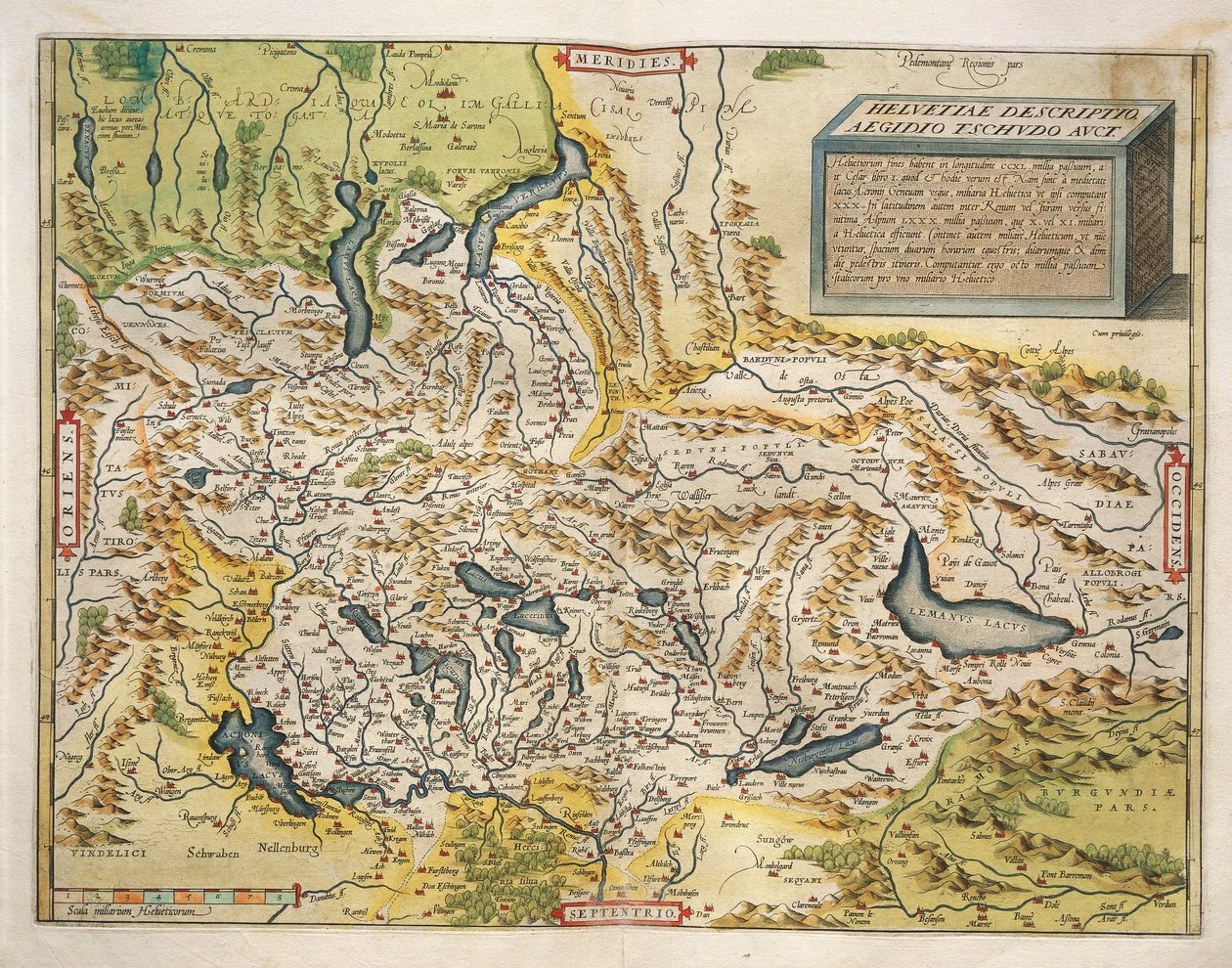Sveitsin kartta, Abraham Orteliuksen Theatrum Orbis Terrarumilta tekijältä Abraham Ortelius