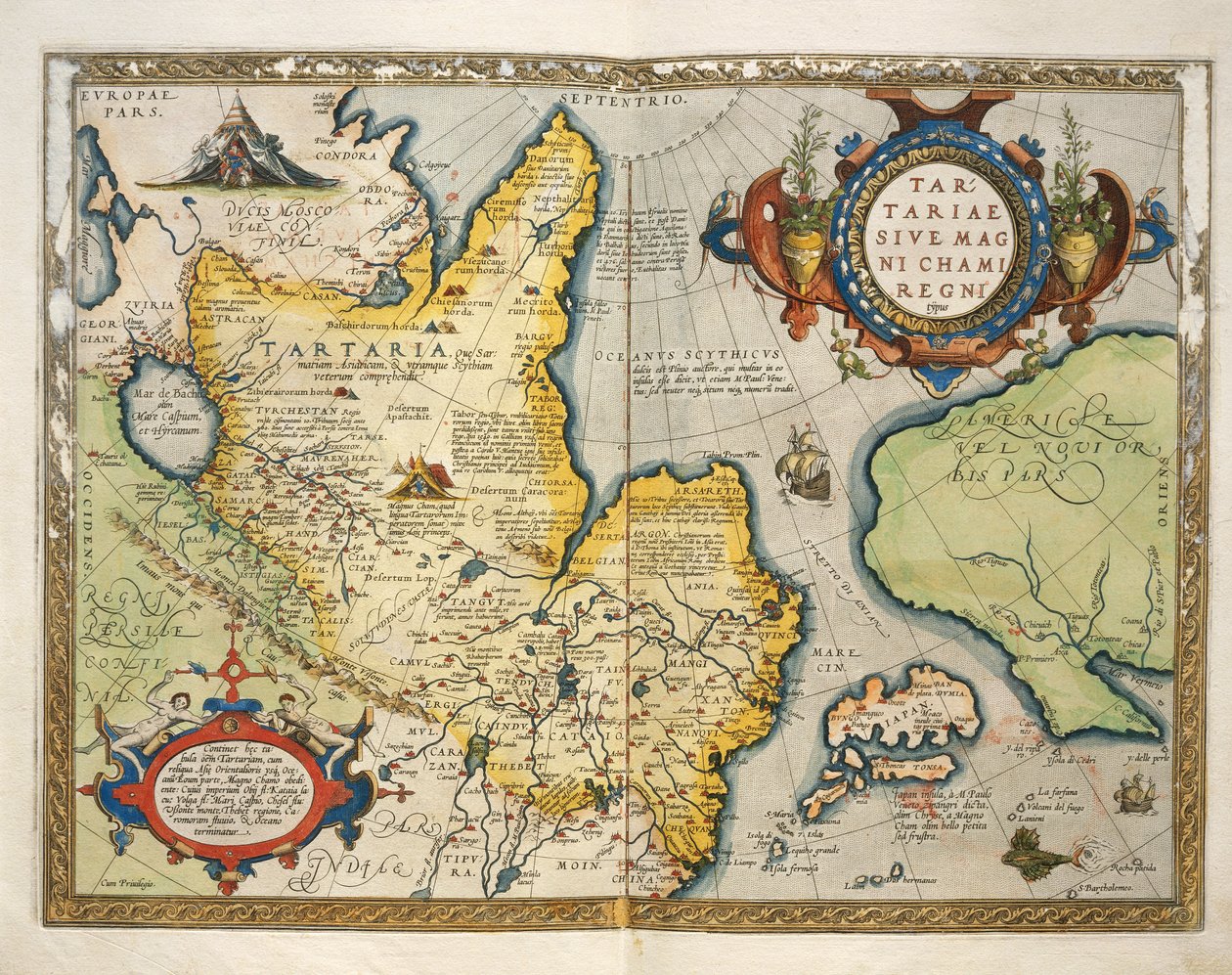 Tartarin kartta, Pohjois-Keski-Aasia, Theatrum Orbis Terrarumilta, kirjoittanut Abraham Ortelius tekijältä Abraham Ortelius
