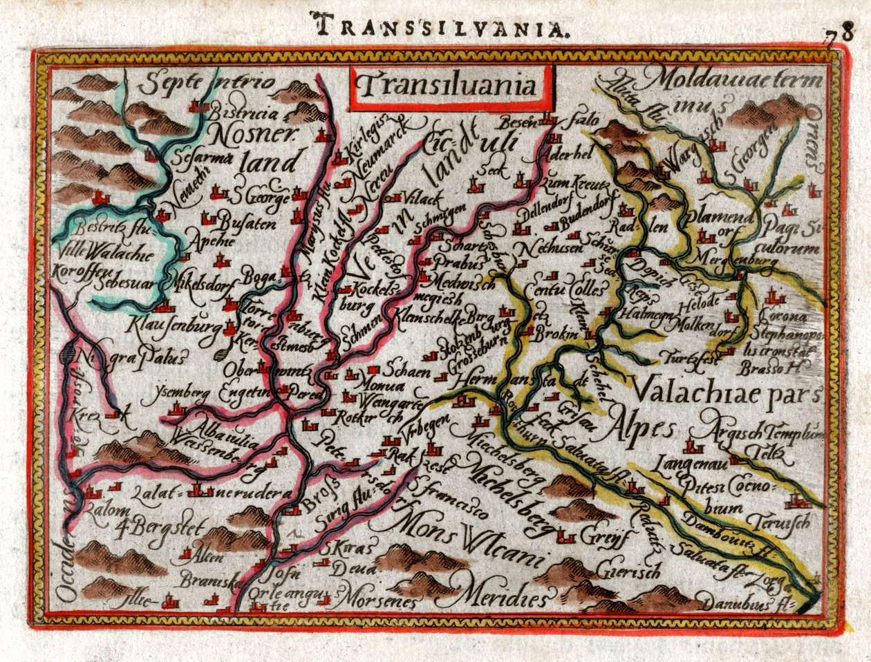 Transilvanian kartta 1590 tekijältä Abraham Ortelius