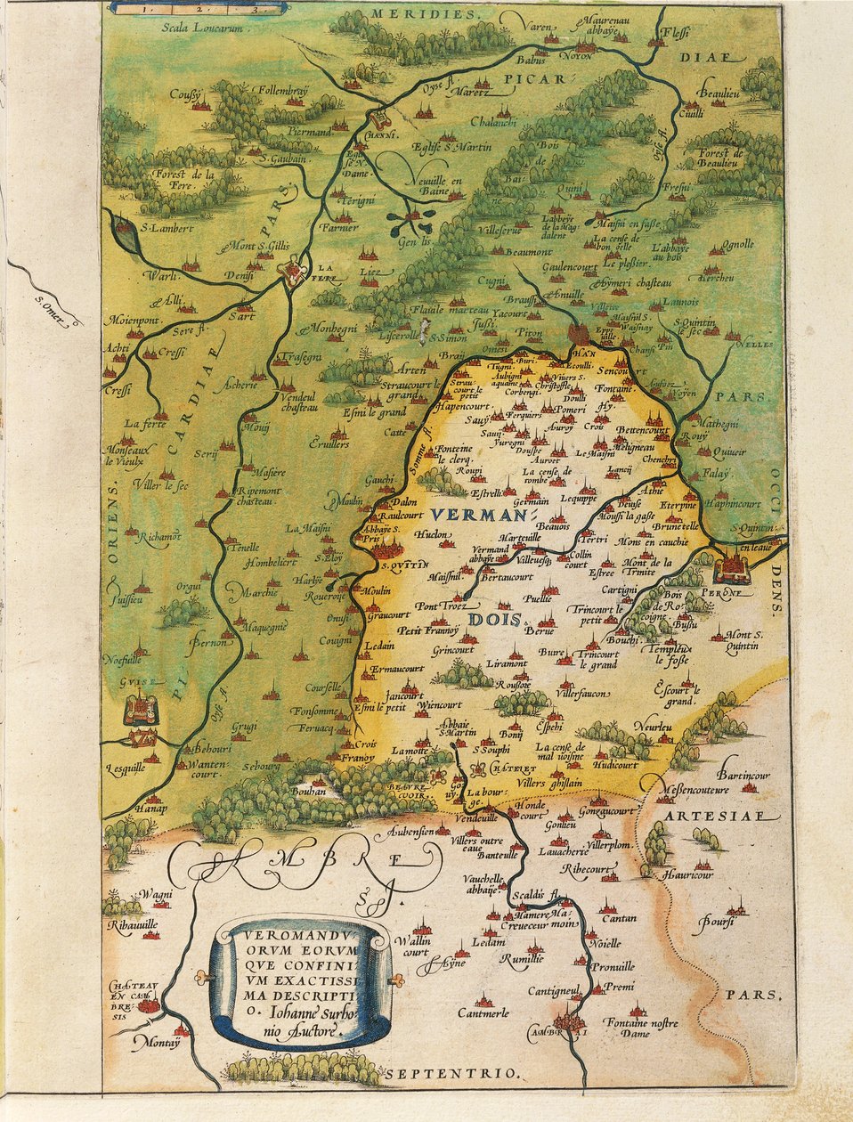Vermandoisin kartta, Abraham Orteliuksen The Theatre of the World tekijältä Abraham Ortelius