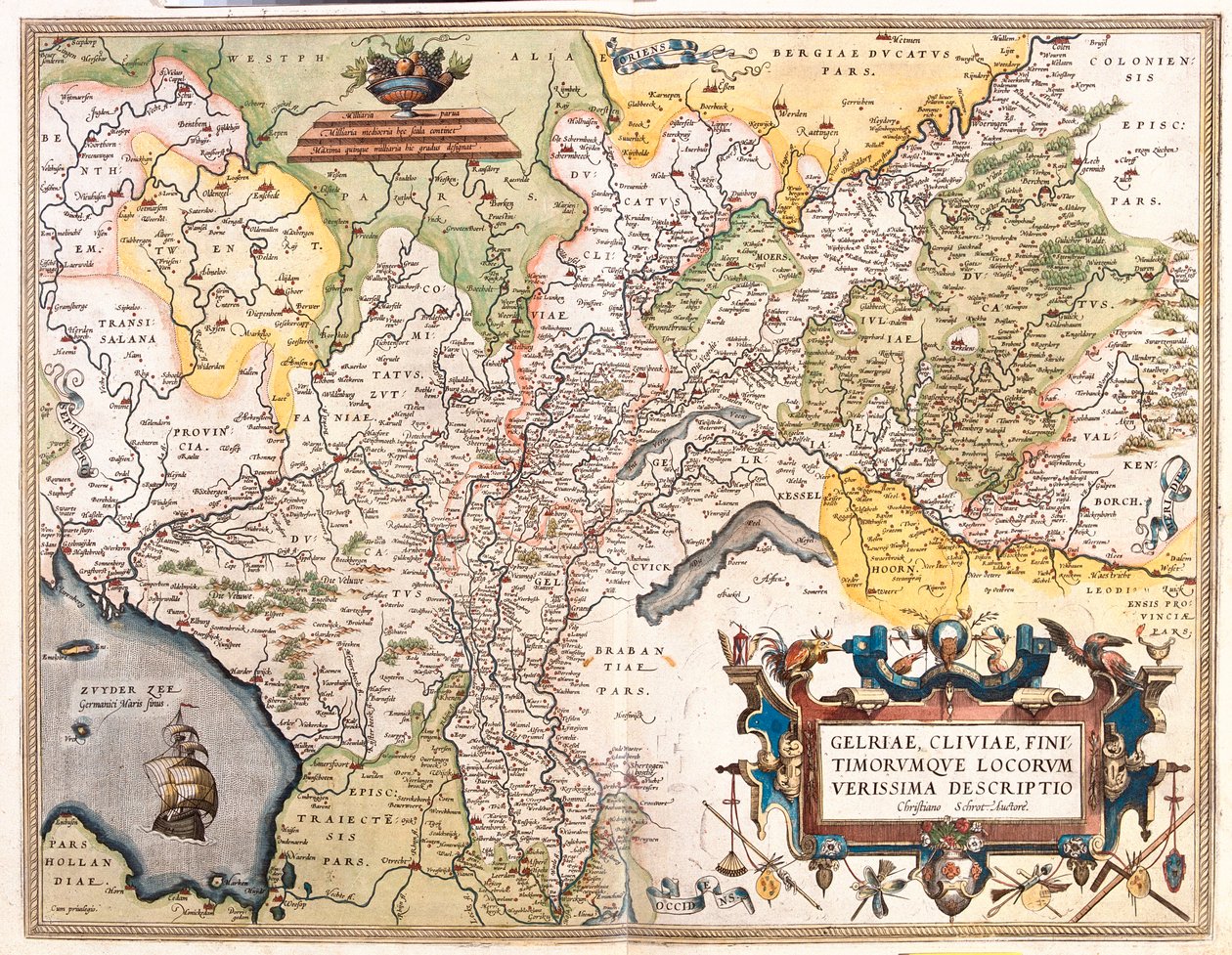 Alankomaat (maakunnat: Pohjois-Hollanti, Flevoland, Overijssel, Gelderland, Limburg), Saksa (osavaltiot: Niedersachsen, Nordrhein-Westfalen). tekijältä Abraham Ortelius