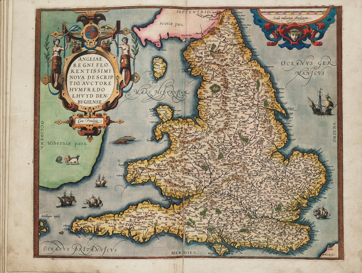 Uusi kartta Englannin kukoistavimmasta kuningaskunnasta, kirjoittanut Humphrey Lloyd of Denbigh tekijältä Abraham Ortelius