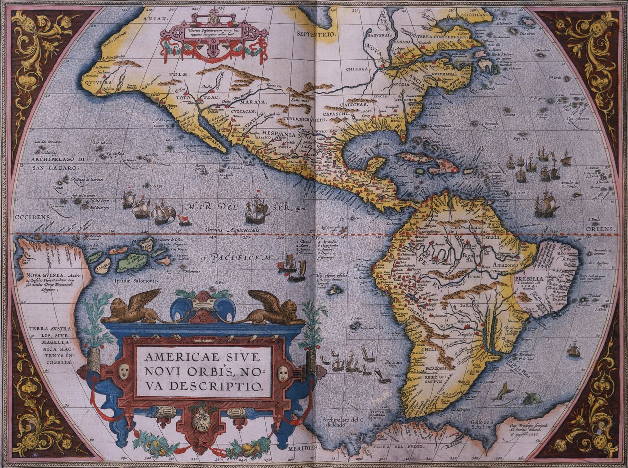 Orteliuksen kartta uudesta maailmasta tekijältä Abraham Ortelius