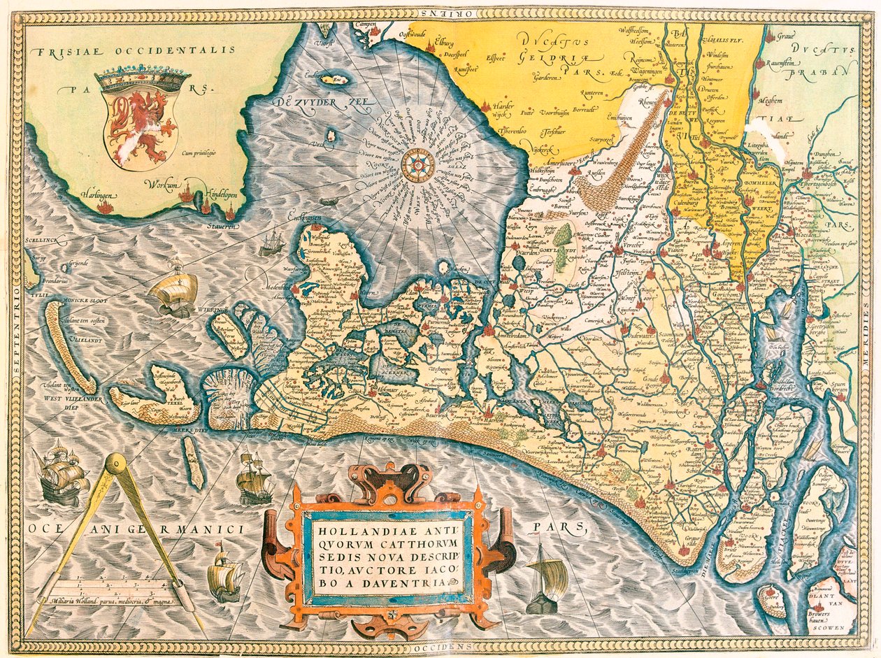 Maakunta: Friesland, Pohjois-Hollanti, Etelä-Hollanti, Pohjois-Brabant, Limburg, Utrecht, Gelderland, Flevoland, Alankomaat. tekijältä Abraham Ortelius