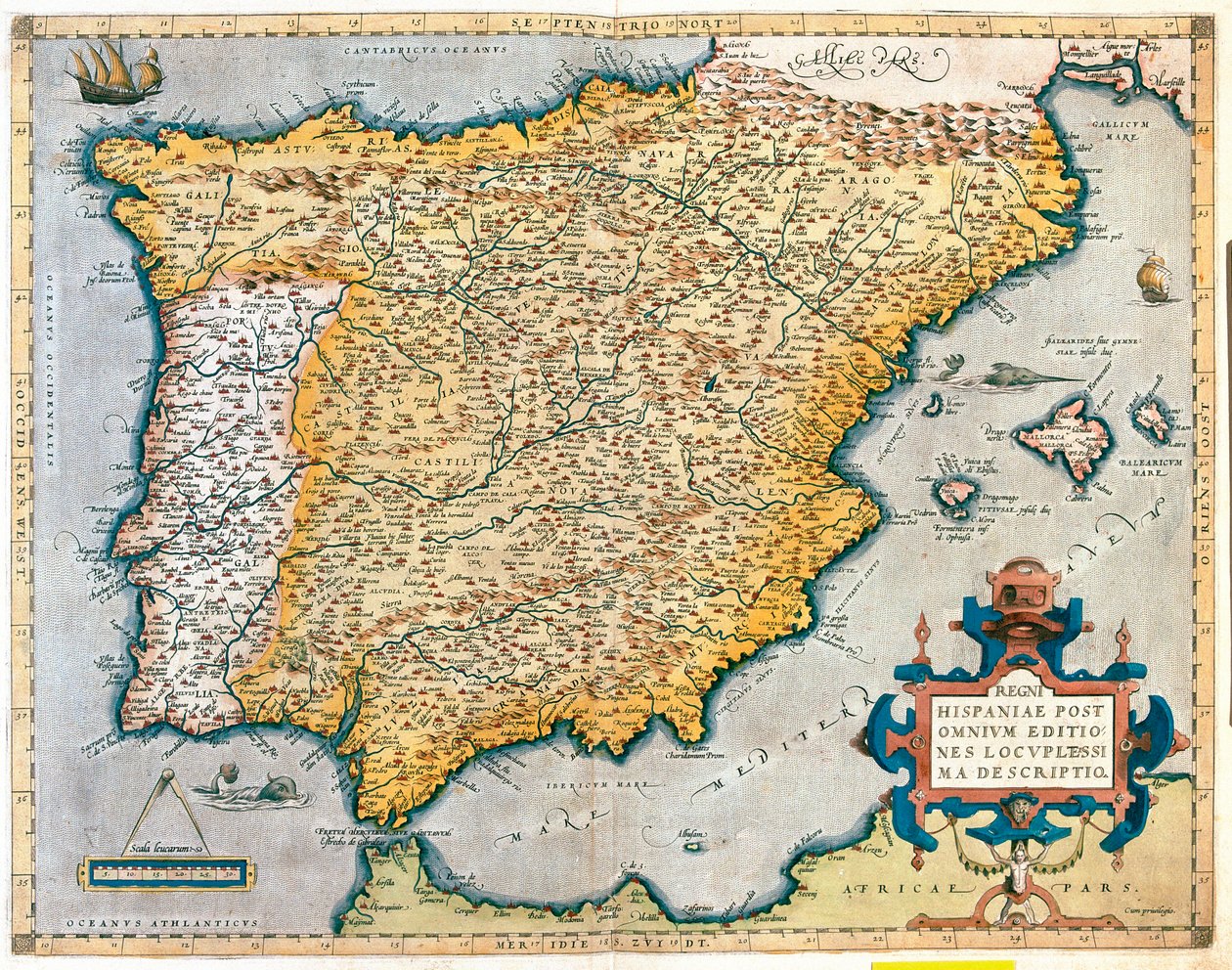 Espanja, Portugali tekijältä Abraham Ortelius