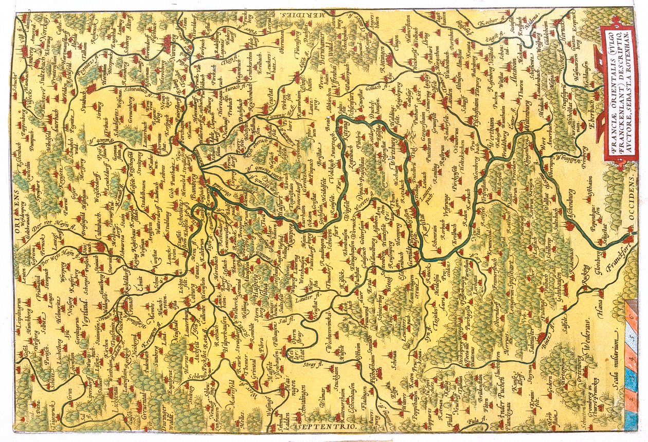Valtio: Baijeri, Baden-Württembergin osavaltiot: Hessen, Thüringen, Baijeri, Baden-Württemberg. tekijältä Abraham Ortelius