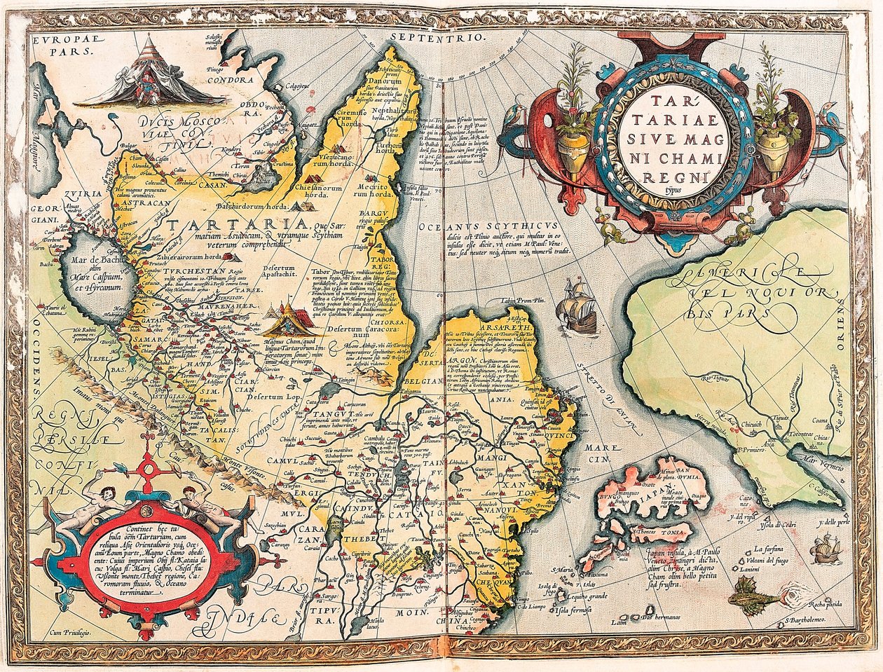 Tatarialueen maantieteellinen kartta Abraham Orteliuksen (Oertel, Ortell tai Ortel) "Theatrum Orbis Terrarumista" tekijältä Abraham Ortelius