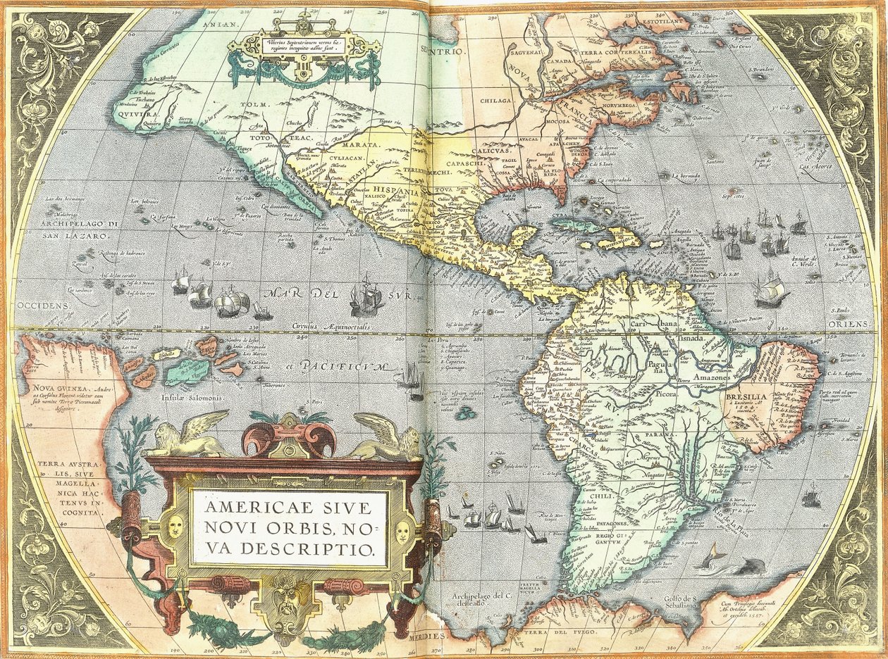Amerikka, 1592 tekijältä Abraham Ortelius