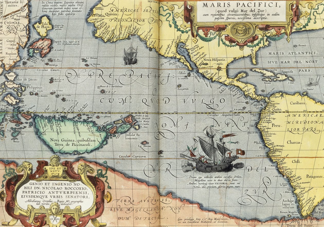 Tyynimeri, 1592 tekijältä Abraham Ortelius