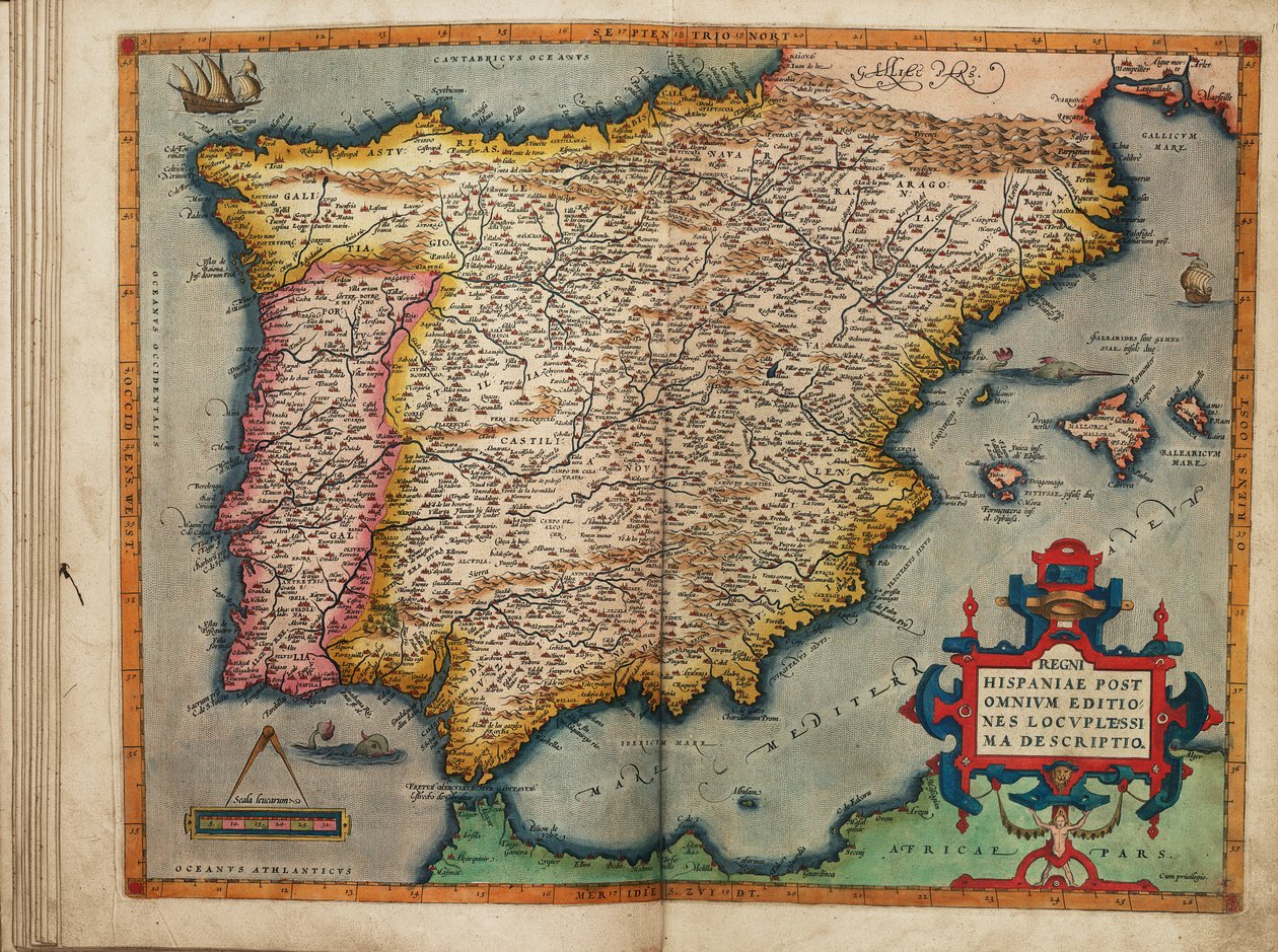 Espanjan kuningaskunnan täydellisin kuvaus, joka perustuu kaikkiin julkaisuihin. tekijältä Abraham Ortelius