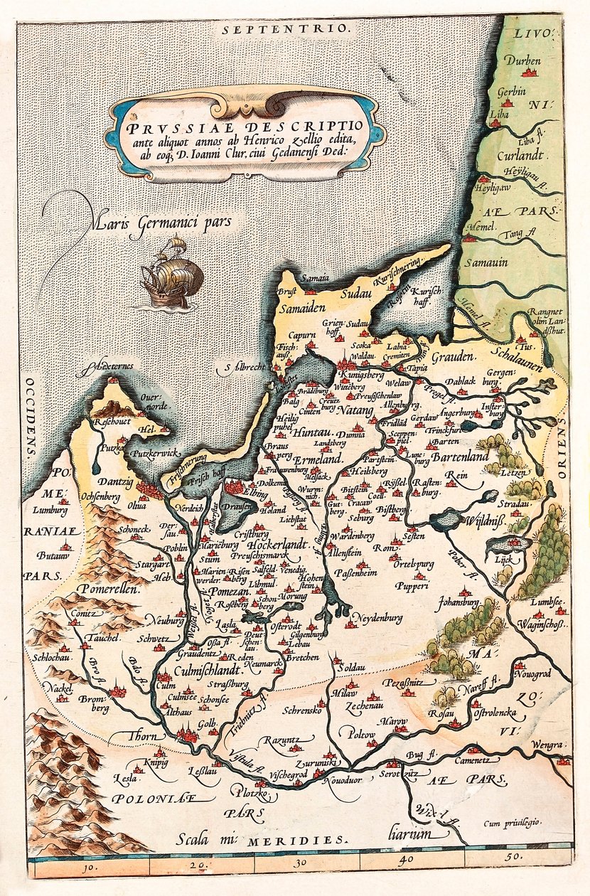 Thietmarsiae, Holsaticae alueelliset puolueet typus Pohjois-Puolan alueen maantiede Dantzigin kaupungin kanssa (Dantzig, Gdansk). tekijältä Abraham Ortelius