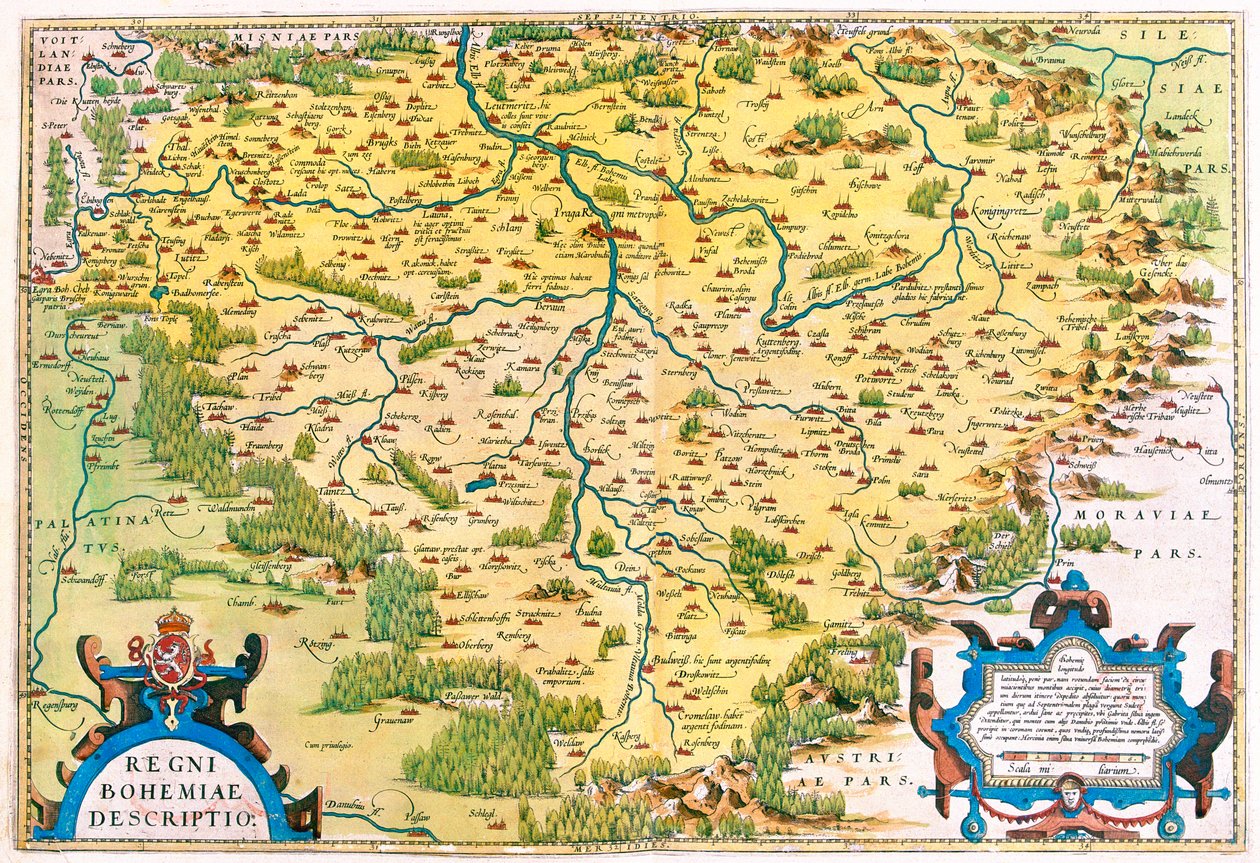 Länsi-Tšekki, Saksa (osavaltiot: Baijeri, Saksin osavaltio). tekijältä Abraham Ortelius