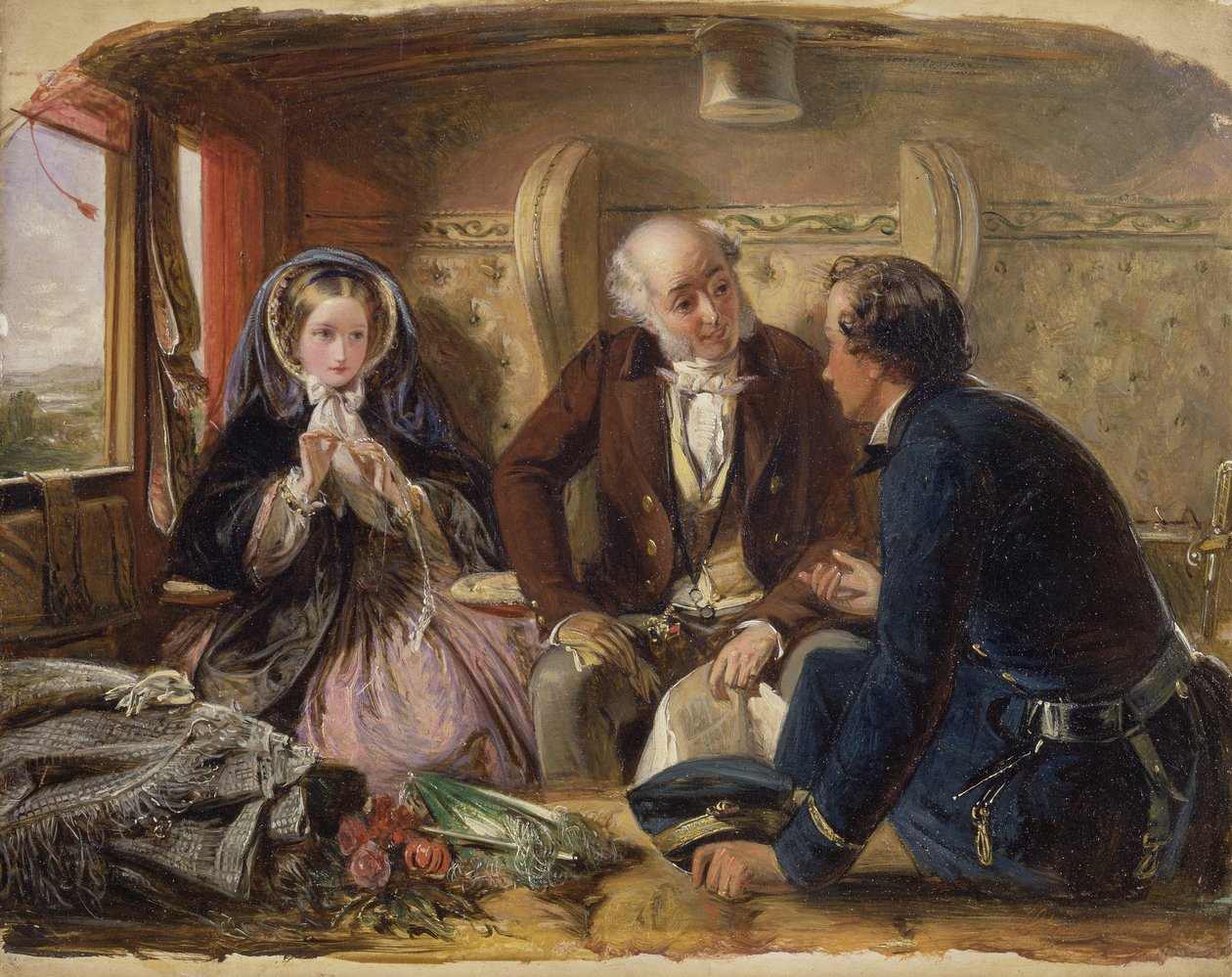 Ensimmäinen luokka - Kokous Ja ensimmäisellä tapaamisella rakastettu., 1855 tekijältä Abraham Solomon