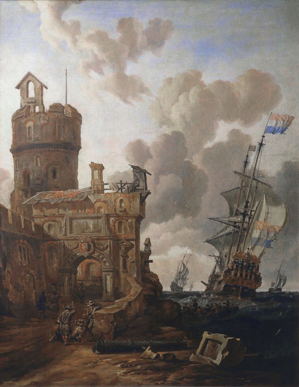 Hollantilainen alus ohittaa linnoituksen tekijältä Abraham Storck