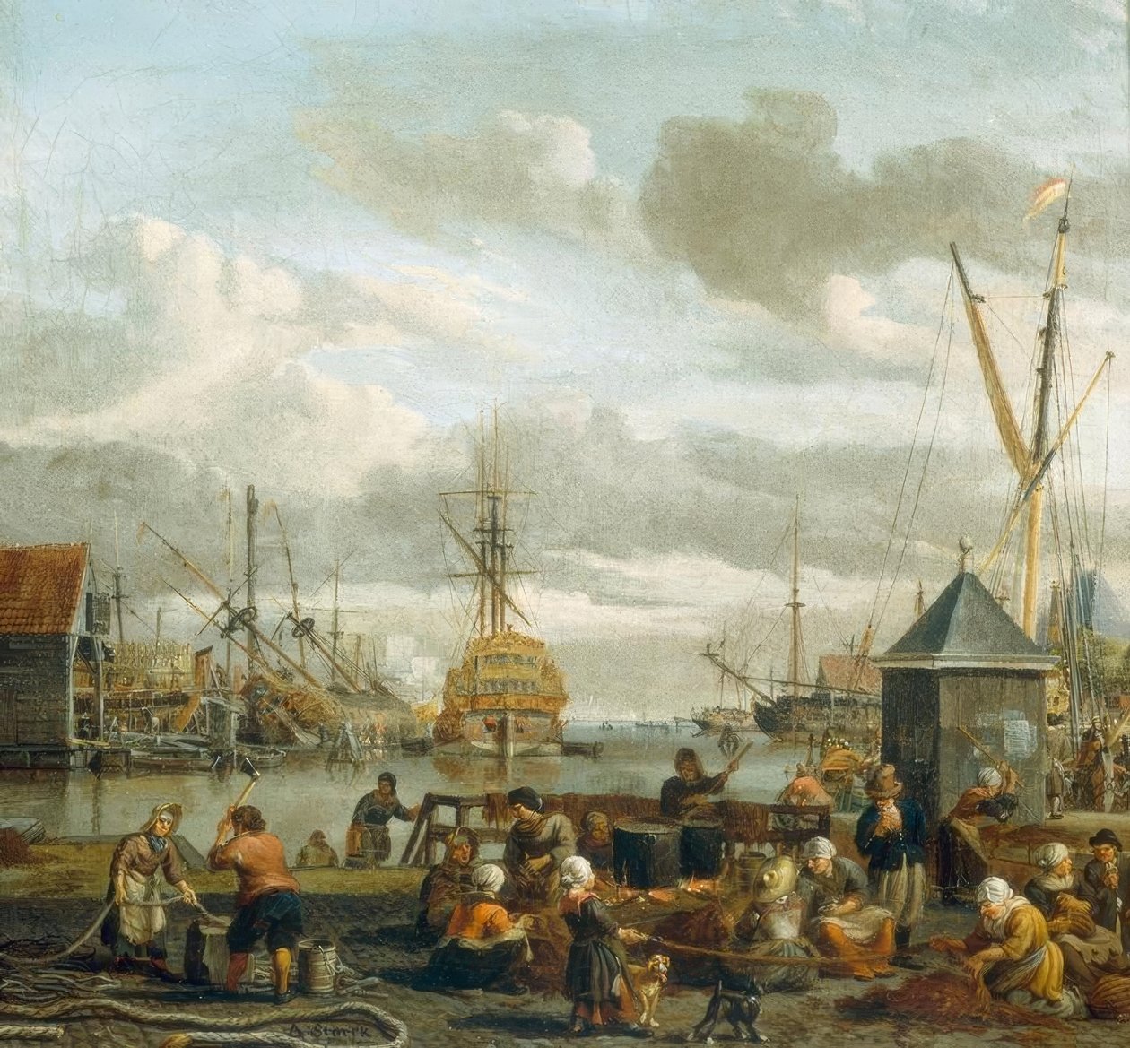 Näkymä Amsterdamin satamaan tekijältä Abraham Storck