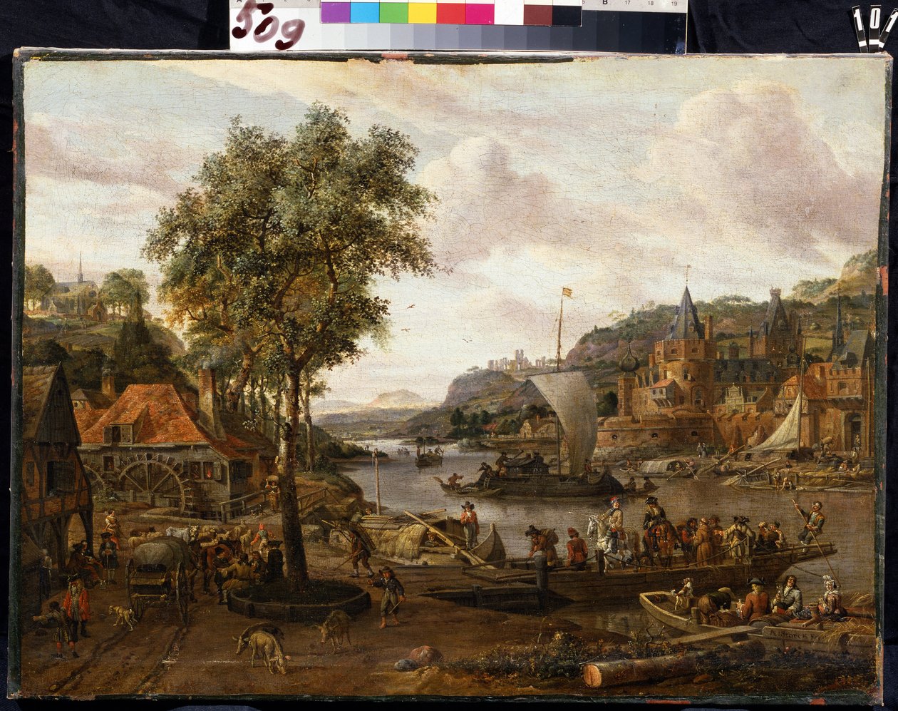 Purjeveneet. Abraham Storckin (1635-1710) maalaus. Öljy kankaalle, 48 x 69 cm, 1600-luvun loppu - 1700-luvun alku. Flanderin koulu, barokkitaide. Eremitaaši, Pietari. tekijältä Abraham Storck