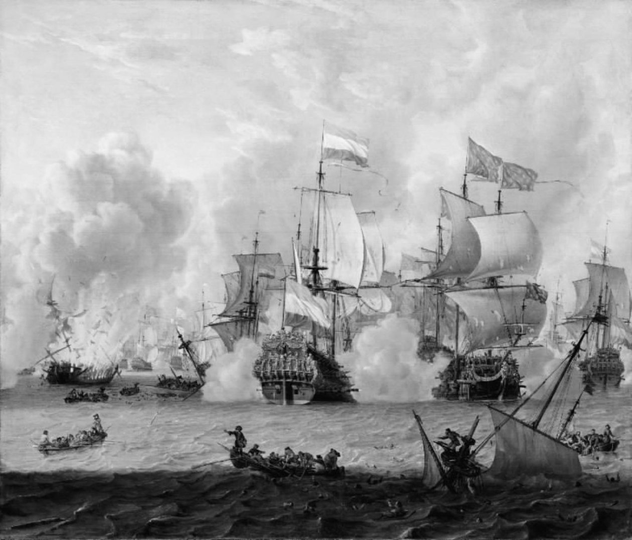 Englannin ja Alankomaiden laivastojen kohtaaminen La Hoguessa 29. toukokuuta 1692 tekijältä Abraham Storck