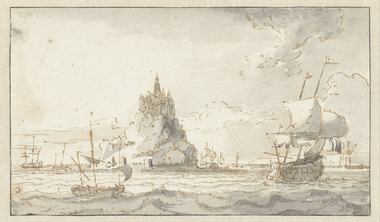 Näkymä Mont-Saint-Michelille tekijältä Abraham Storck