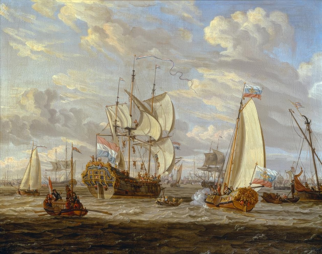 Peter der Große besichtigt das Schiff Peter und Paul’ auf tekijältä Abraham Storck