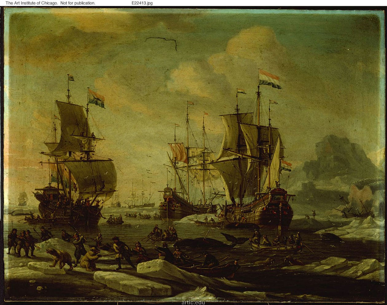 Hollannin valaanpyyntilaivasto tekijältä Abraham Storck