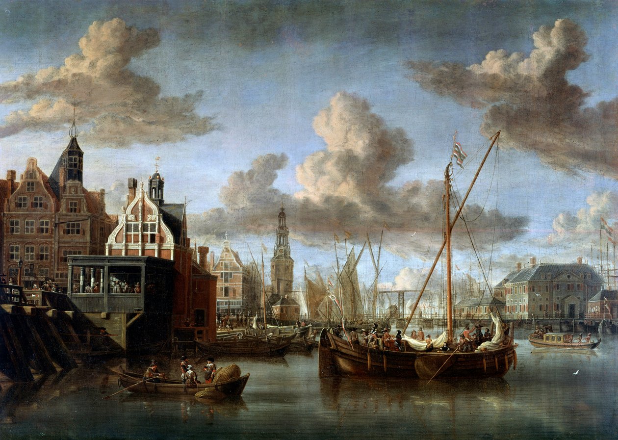 Abraham Storckin maalaus Amsterdamin satamasta (1635-1710) tekijältä Abraham Storck