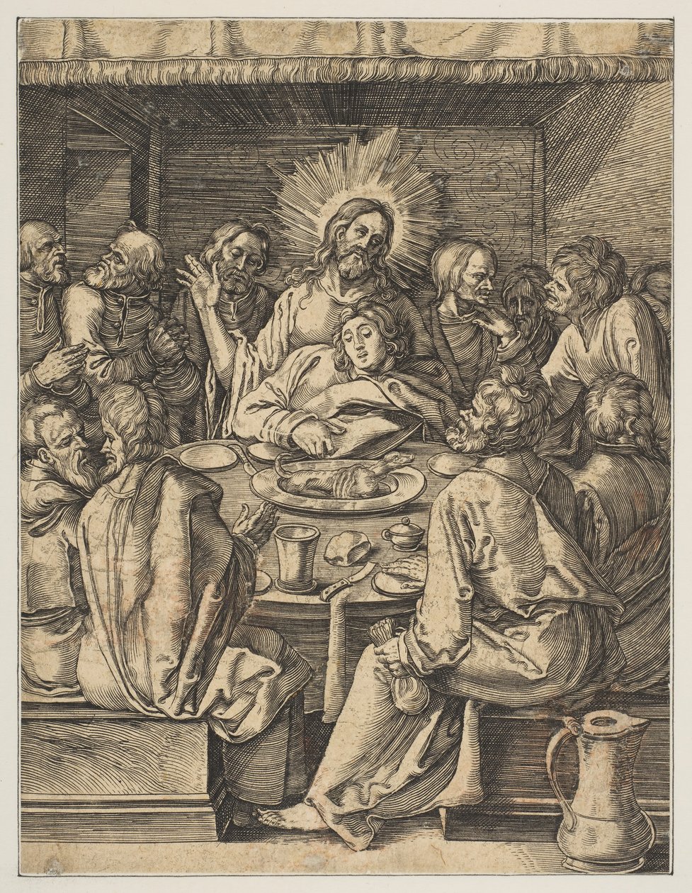 Viimeinen ehtoollinen, teoksesta The Small Passion copy.n.d. tekijältä Abraham Waesberge