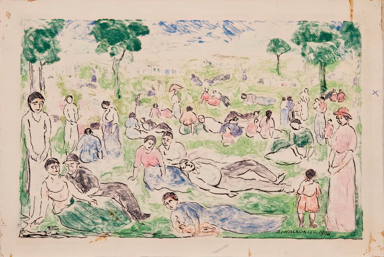 Puisto hahmoilla, 1908. tekijältä Abraham Walkowitz