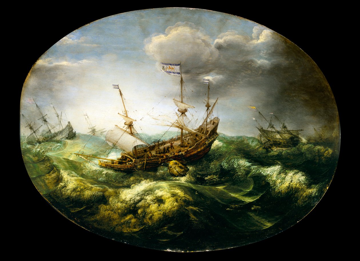 Joona ja valas, 1600-luvun alkupuolisko tai puoliväli (öljy paneelille). tekijältä Abraham Willaerts