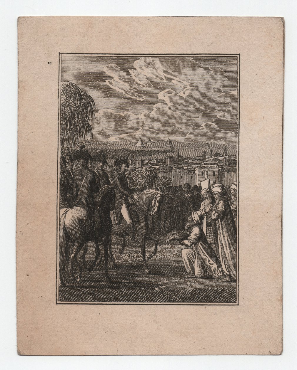 Napoleon Egyptissä, noin 1795 (kaiverrus). tekijältä Abraham Wolfgang Küffner