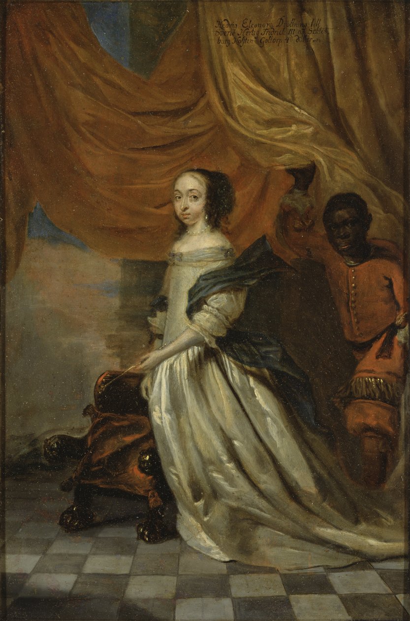 Muotokuva Hedvig Eleonorasta Holstein-Gottorpista (1636-1715), Ruotsin kuningattaresta, Wuchters, Abraham (1610-1682). Öljyä kuparille. Mitat: 35 x 23 cm. Tukholman kansallismuseo tekijältä Abraham Wuchters
