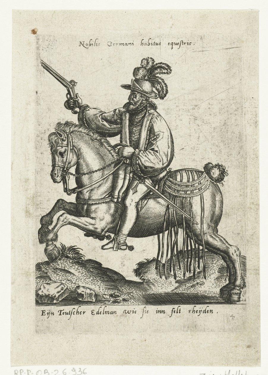 Saksalainen ratsumies aseen kanssa tekijältä Abraham de Bruyn (attributed to)