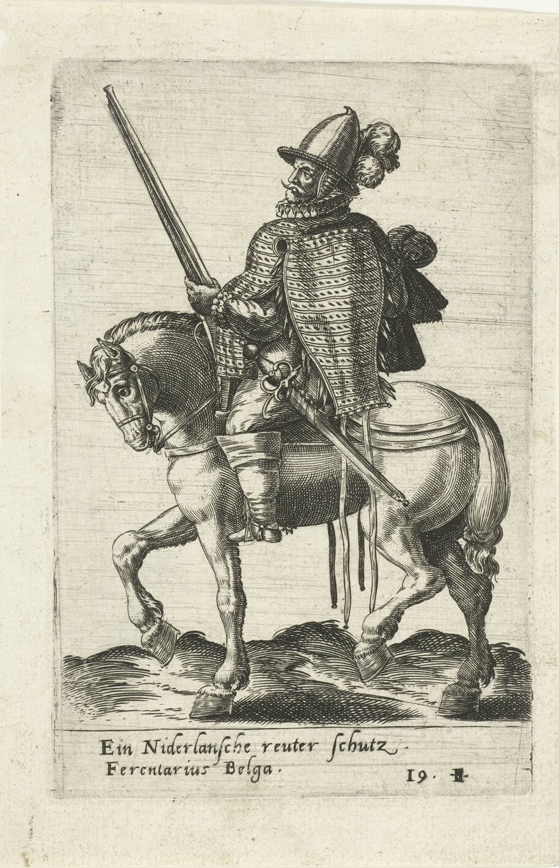 Hollantilainen ratsastaja kiväärin kanssa tekijältä Abraham de Bruyn (attributed to)
