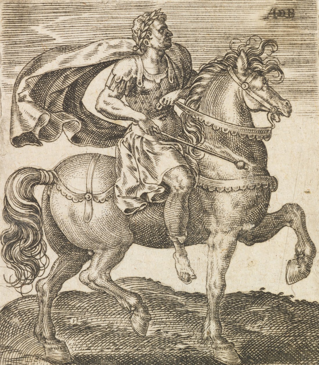 Vitellius kahdestatoista keisarista hevosen selässä, n. 1565-1587. tekijältä Abraham de Bruyn