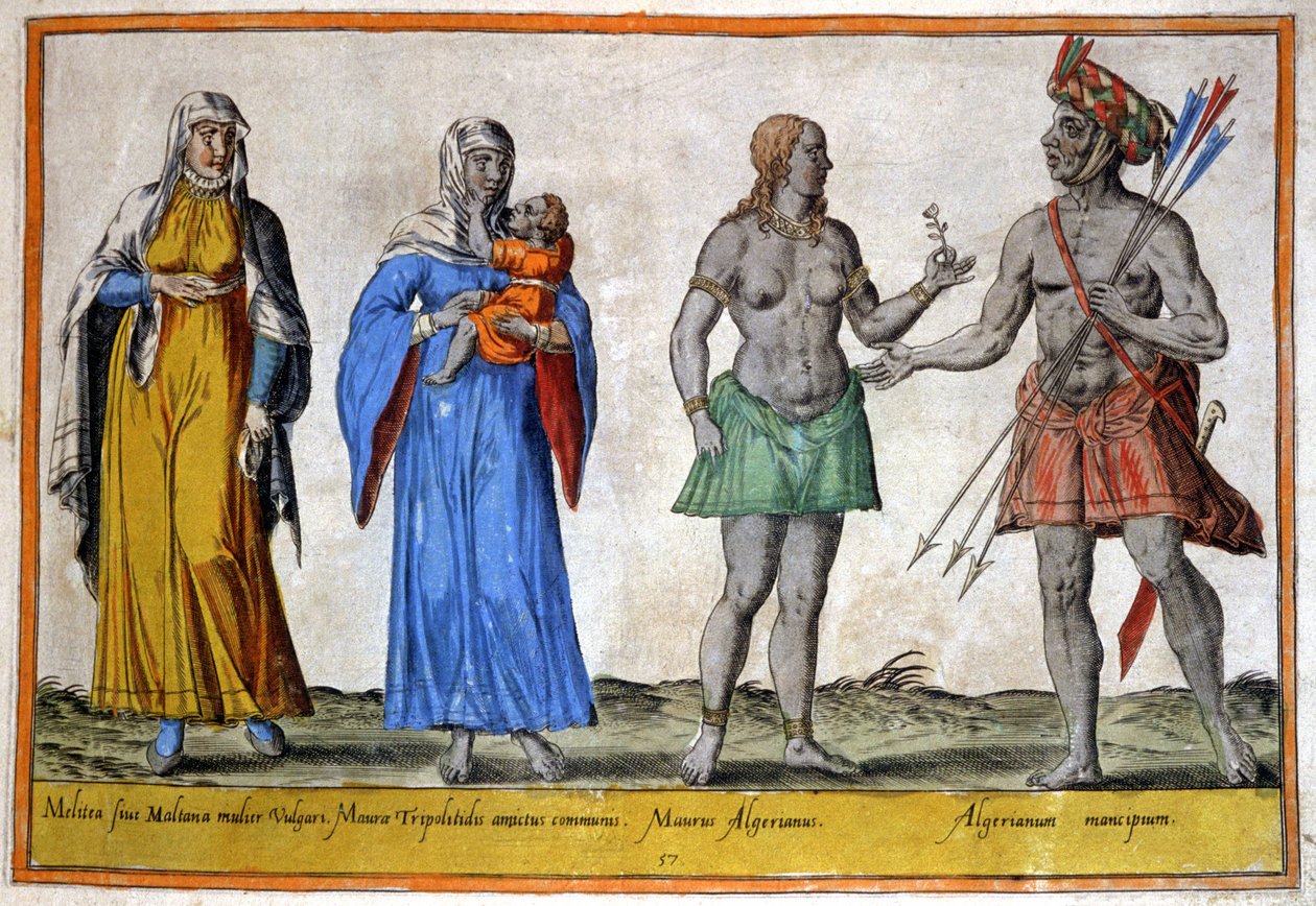 Pohjois-Afrikan alkuperäiskansoja, noin 1580 (kaiverrus). tekijältä Abraham de Bruyn