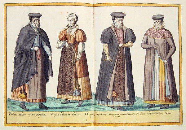 1500-luvun puvut Omnium Poene Gentium Imaginesista, julkaistu Kölnissä tekijältä Abraham de Bruyn