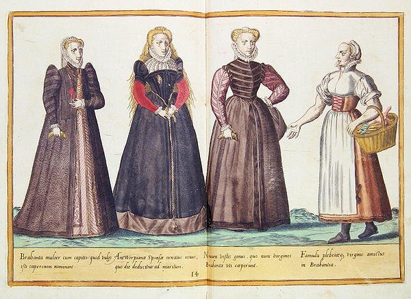 1500-luvun puvut Omnium Poene Gentium Imaginesista, julkaistu Kölnissä tekijältä Abraham de Bruyn