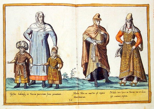 1500-luvun puvut Omnium Poene Gentium Imaginesista, julkaistu Kölnissä tekijältä Abraham de Bruyn