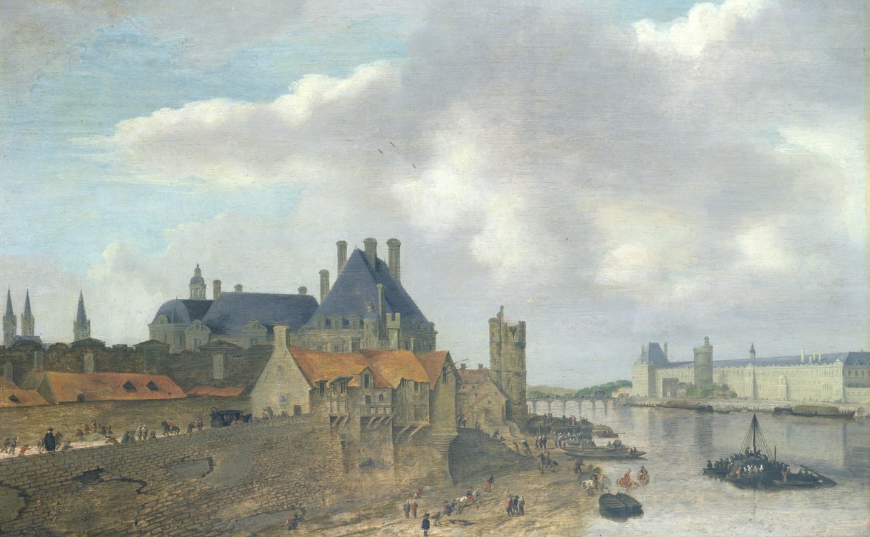 Nevers Hotel ja Louvren palatsi, 1637 (öljy puulle) tekijältä Abraham de Verwer