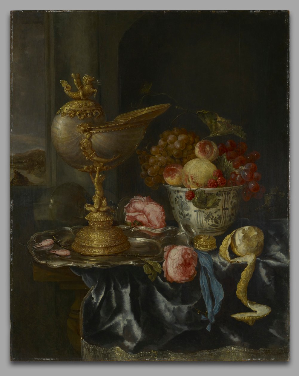 Juhla-asetelma Nautilus Cupin kanssa tekijältä Abraham van Beyeren