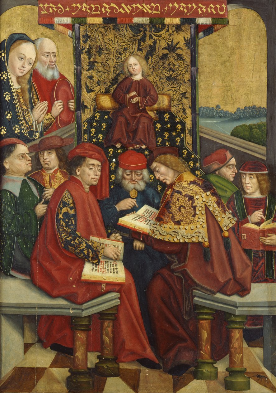 Kiista lääkäreiden kanssa, kupolialttarilta, 1499 (tempera paneelissa) tekijältä Absolon Stumme