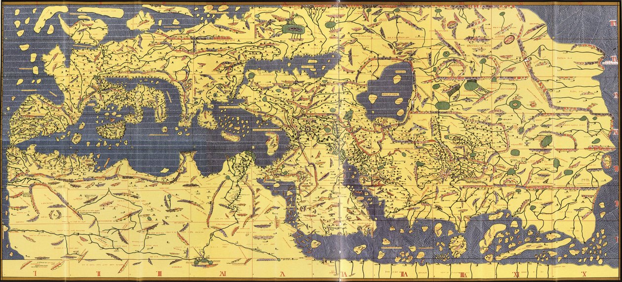 Kopio "Kitab Rudjdjar" tai "Tabula Rogeriana" vuodelta 1154. tekijältä Abu Muhammad (after) Al Idrisi or Edrisi