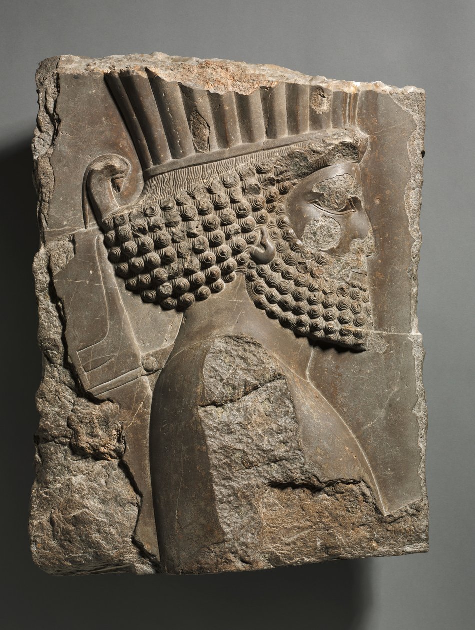 Fragmentti seinäkoristelusta Xerxesin palatsista, Persepolis: "Vartija" kulkueessa, 486-465 eaa. tekijältä Achaemenid