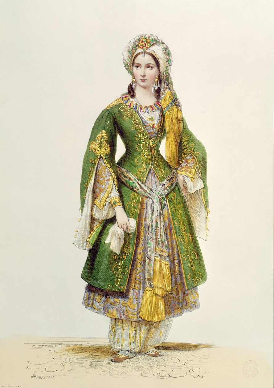 Mademoiselle Rachel (1821-58) Roxanena Jean Racinen (1639-99) Bajazetissa tekijältä Achille Devéria